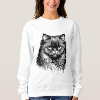 Moletom Fluffy Persian Cat Sketch Women's Sweater