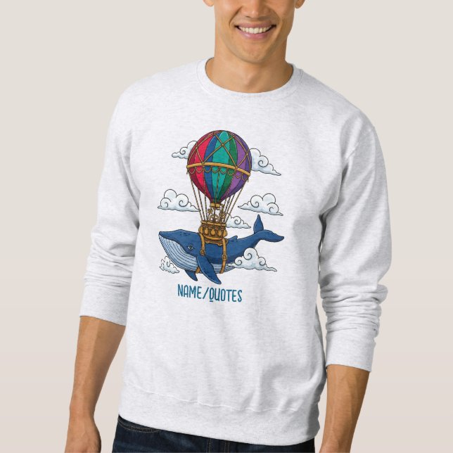 Moletom Flying Blue Whale with Hot Air Balloon (Frente)