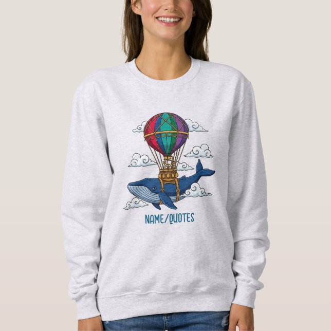 Moletom Flying Blue Whale with Hot Air Balloon (Frente)