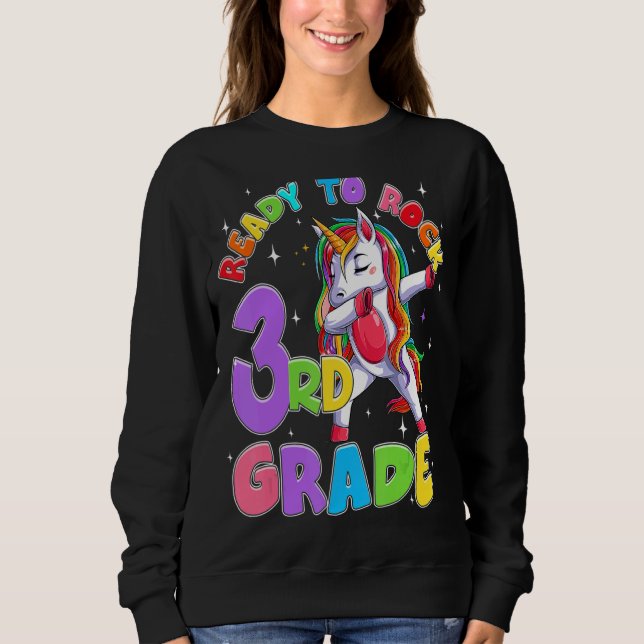 Moletom Fofo Unicórnio Dabbing 3rd Grade Happy First Schoo (Frente)