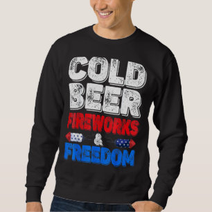 Moletom Fogos de artifício de cerveja fria e liberdade 4 d