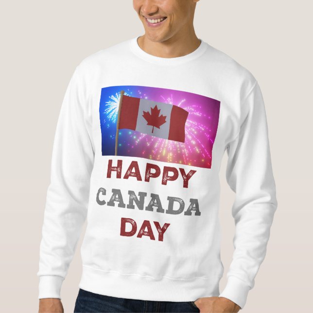 Moletom Fogos de artifício do Dia Feliz do Canadá (Frente)