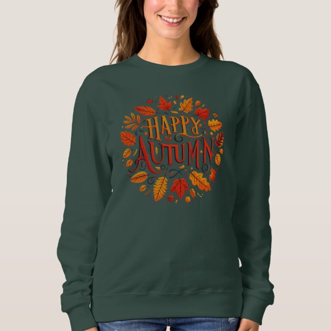 Moletom Folhas clássicas e Feliz Autumn Hoodie (Frente)