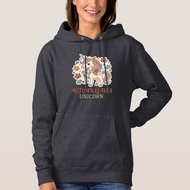 Moletom Folhas de Outono Unicórnio Design Gráfico de Merch (Frente)