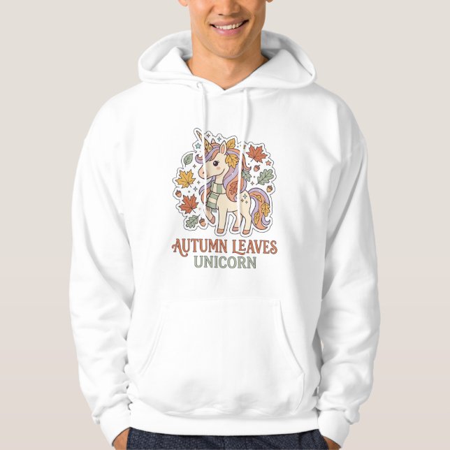 Moletom Folhas de Outono Unicórnio Design Gráfico Merch Un (Frente)