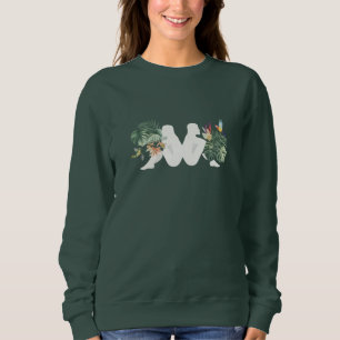 Moletom Folhas Tropicais & Desenho Minimalista de Aves na