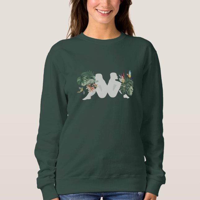Moletom Folhas Tropicais & Desenho Minimalista de Aves na  (Frente)