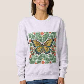 Moletom Folk Art Butterfly with Ferns