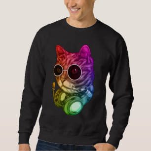 Moletom Fones de ouvido Coloridos De Gatos De Música Rave
