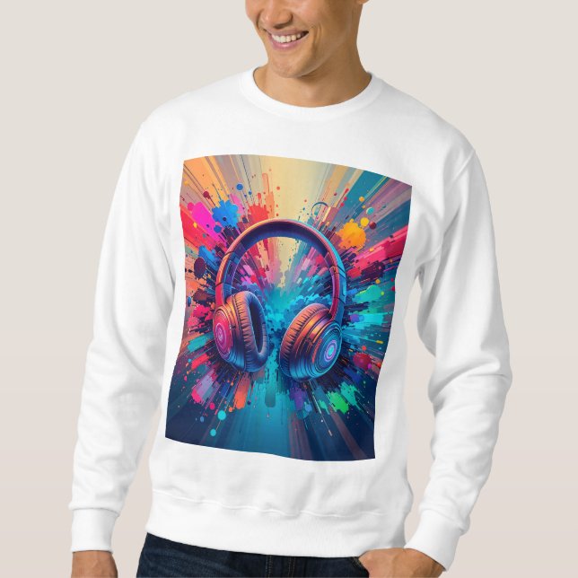 Moletom Fones de Ouvido Vibrantes Contra Salpicos de Cores (Frente)