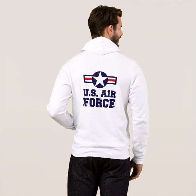 Moletom Força Aérea Militar Hoodie, de uso masculino (Parte Traseira Completa)