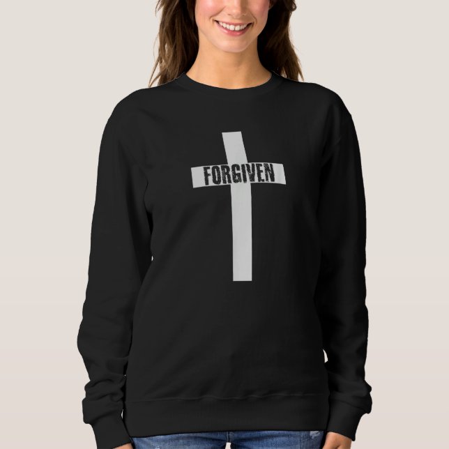 Moletom Forgiven Cross Christian Inspirational Men Women Y (Frente)