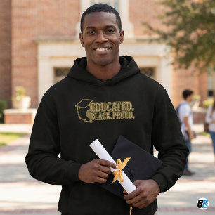 Moletom Formado Preto Orgulhoso Graduação Cap Texto Dourad