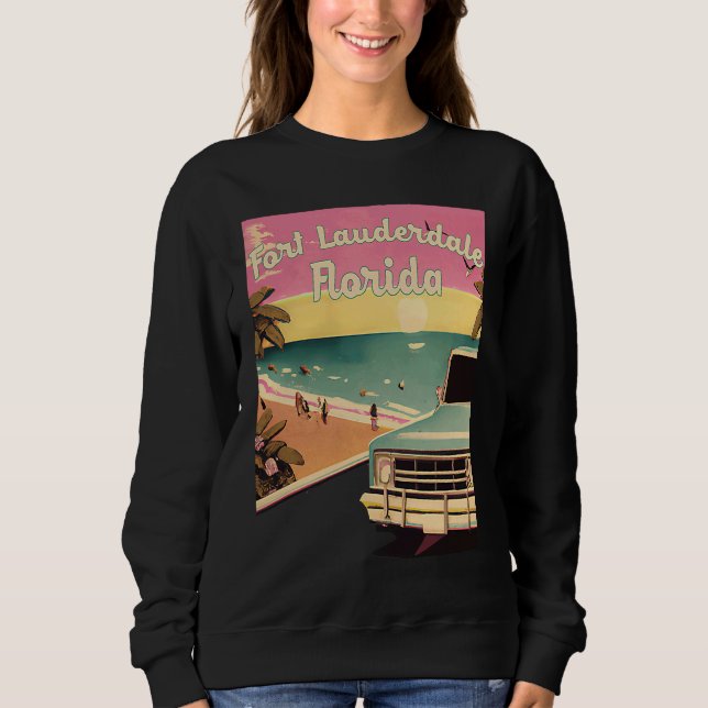 Moletom Fort Lauderdale Retro Beach Vacation Souvenir Surf (Frente)