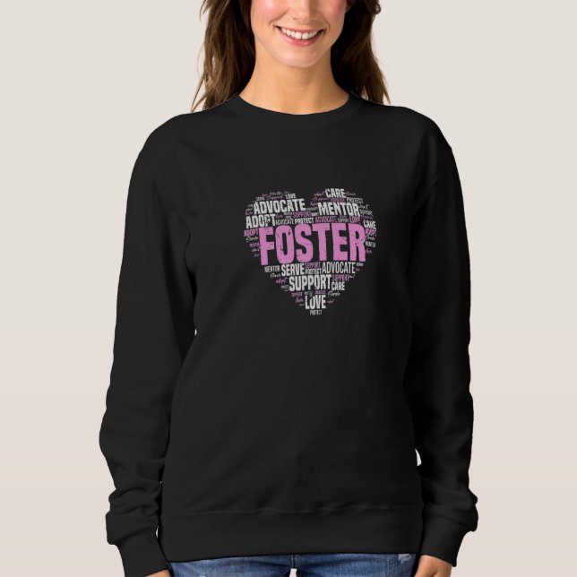 Moletom Foster Care Word Cloud Heart Cute Foster Parents (Frente)