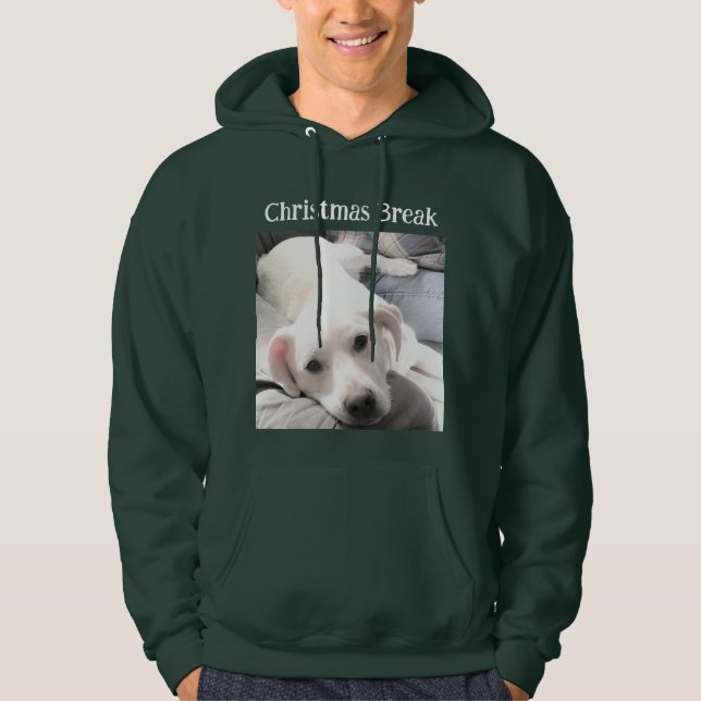 Moletom Foto de Cachorro Bonito de Natal Verde (Frente)
