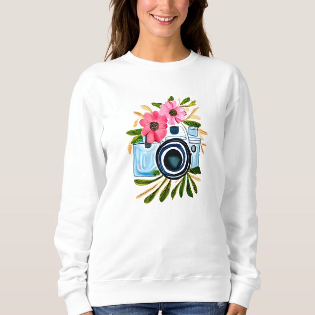 Moletom Fotografia Personalizada Câmera Antiga Flores (Frente)