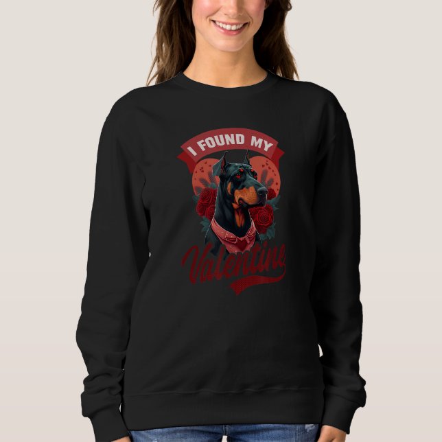 Moletom Found My Valentine Design Doberman Valentines Day (Frente)
