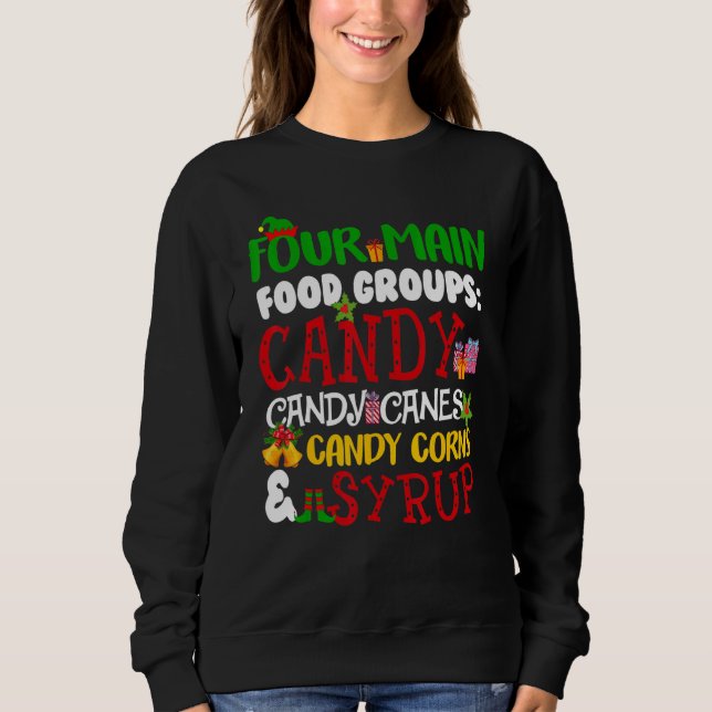 Moletom Four Main Food Groups Candy Canes Syrup Christmas  (Frente)