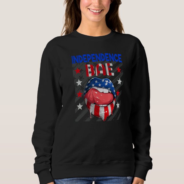 Moletom Fourth Of July Us Flag Lips Independence Bae 4th O (Frente)