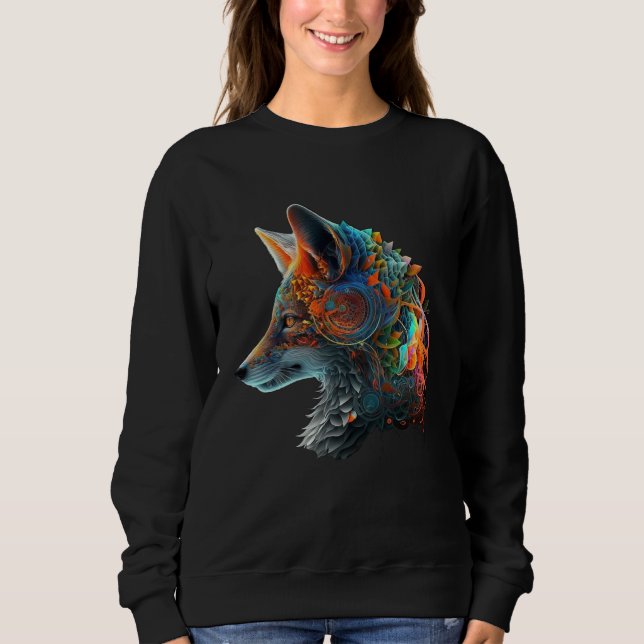 Moletom Fox Animal Motif Fantasy Colourful Fox (Frente)