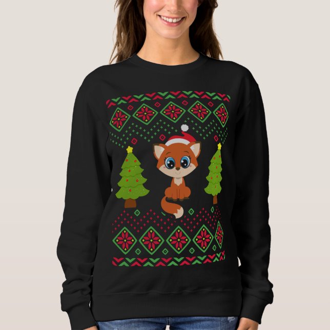 Moletom Fox de Natal Engraçada Clássica Feia Doce Amor Fox (Frente)