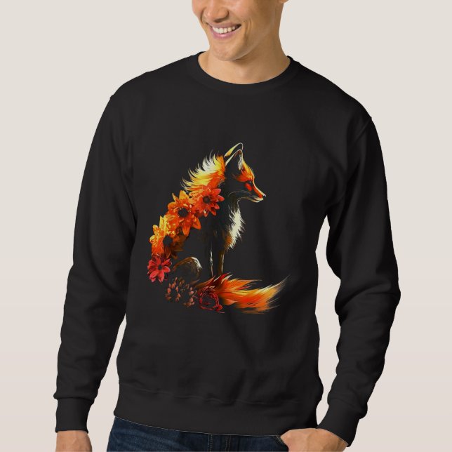 Moletom Fox Flowers - Art Animal Fox (Frente)