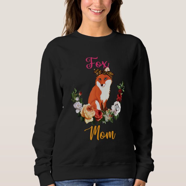 Moletom Fox Mom Floral Fox Bow Tie Lover Mother's Day (Frente)