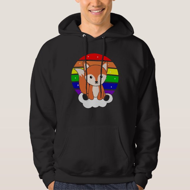 Moletom Fox Rainbow Glitter Kawaii Orange (Frente)