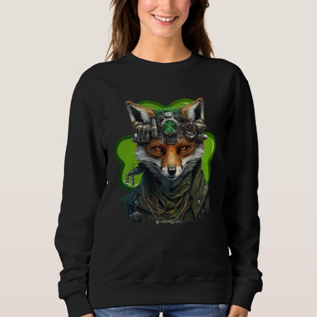 Moletom Fox Shamrock St Patrick s Day Leprechaun Hat Fox (Frente)