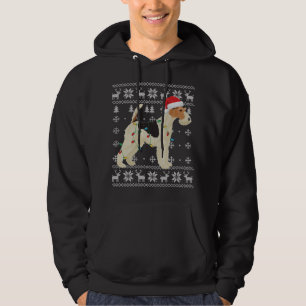 Moletom Fox Terrier Christmas Ugly Lights Santa Hat D