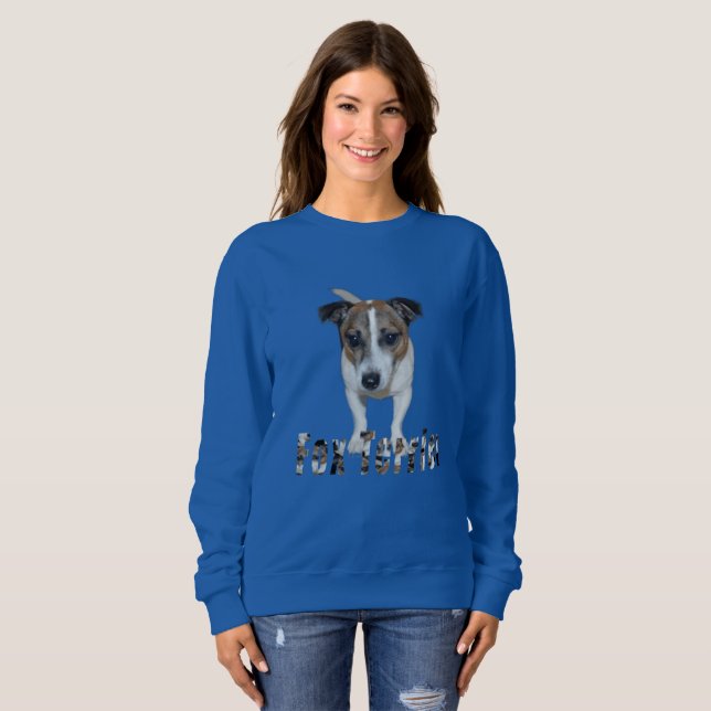Moletom Fox Terrier Com Logotipo, Damas Blue Sweatshirt (Frente Completa)