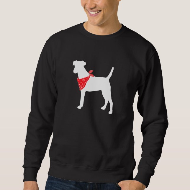 Moletom Fox Terrier Dog Vestindo Red Bandana (Frente)