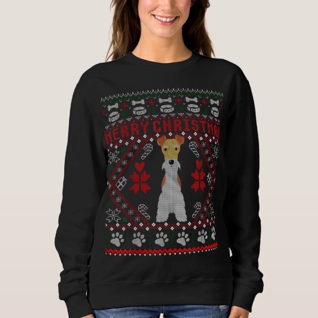 Moletom Fox Terrier Wire Dog Feliz Natal Suor Feio (Frente)