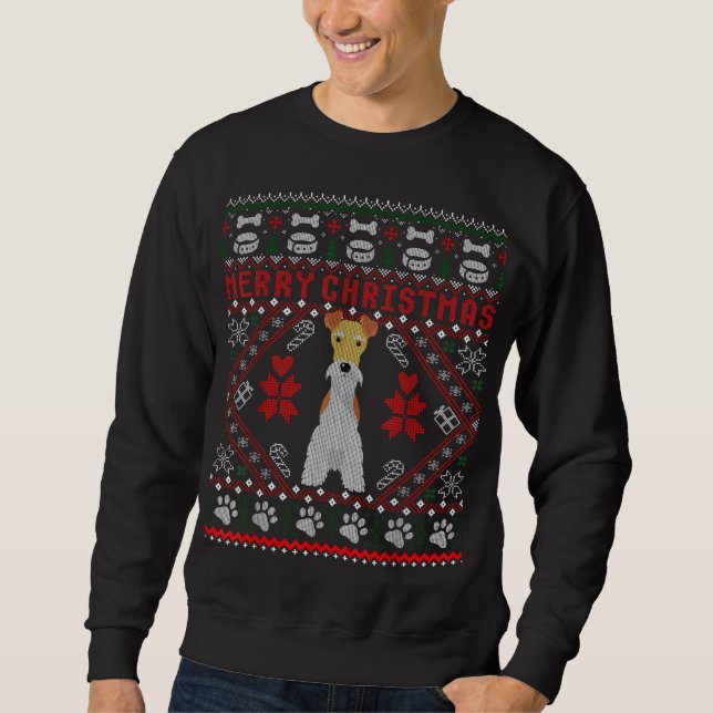 Moletom Fox Terrier Wire Dog Feliz Natal Suor Feio (Frente)