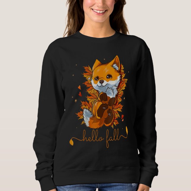 Moletom Fox Thanksgiving Fall Autumn Hello Fall Cute Fox (Frente)