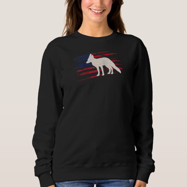 Moletom Fox Us American Flag Prairie 4 De Julho Animal Us (Frente)