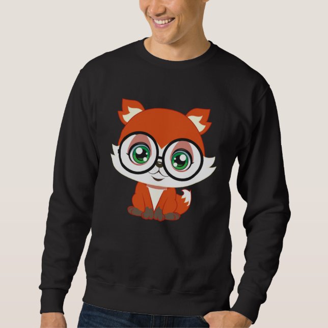 Moletom Fox with Glasses cutie Pet Nerd Nerdy Man Woman Ki (Frente)