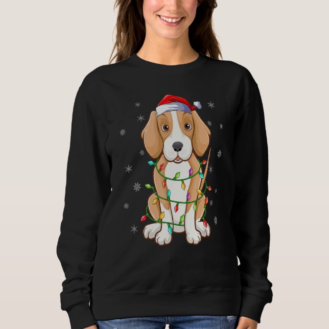 Moletom Foxhound Dog Xmas Lighting Santa Hat Foxhound Chri (Frente)