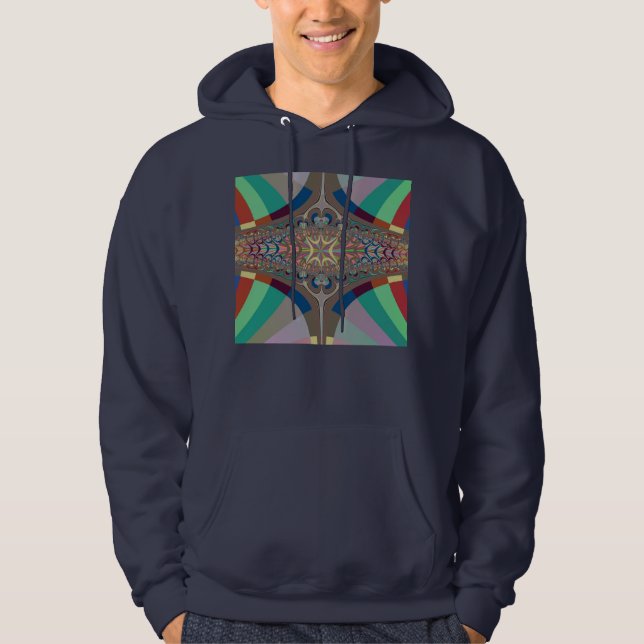 Moletom Fractal bege azul da escada (Frente)