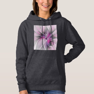 Moletom Fractal Fractal Moderna Abstrato com Cinza Rosa Fl