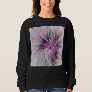 Moletom Fractal Fractal Moderna Abstrato com Cinza Rosa Fl