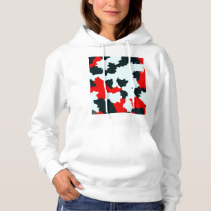 Moletom Fractal Red Black White Pattern Design