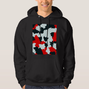 Moletom Fractal Red Black White Pattern Design