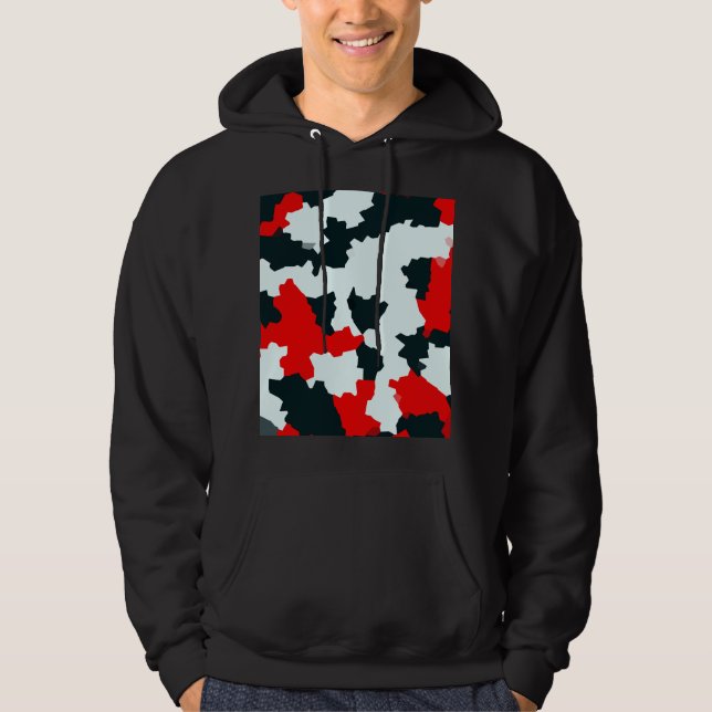Moletom Fractal Red Black White Pattern Design (Frente)