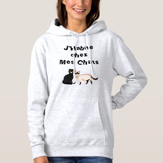Moletom "FRANCAIS""Chez Mes Chats" Hoodie (Frente)