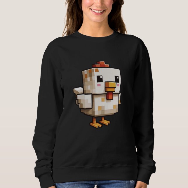 Moletom Frango Pixel Engraçado Amante de Jogos Retrô (Frente)