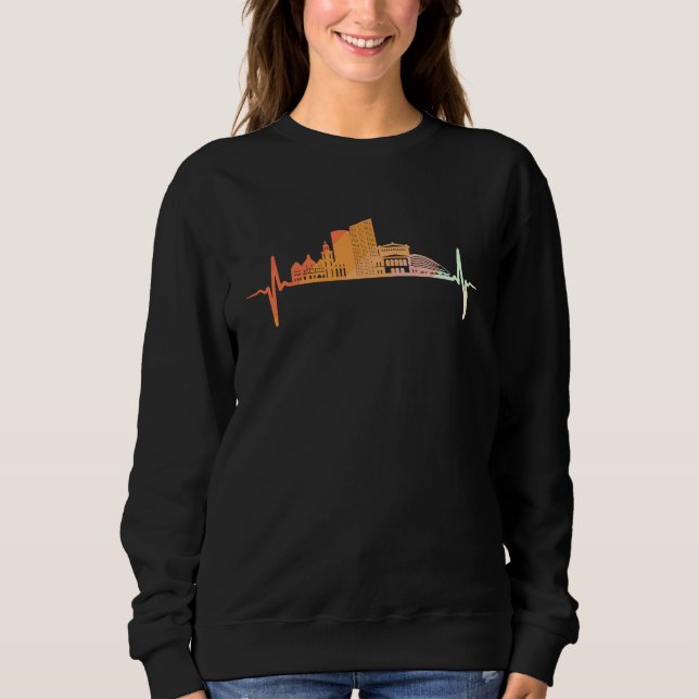 Moletom Frankfurt skyline heartbeat retro vintage style (Frente)