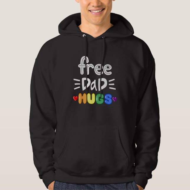 Moletom Free Dad Hugs LGBTQ Pride Rainbow Lesbian Gay Bi T (Frente)