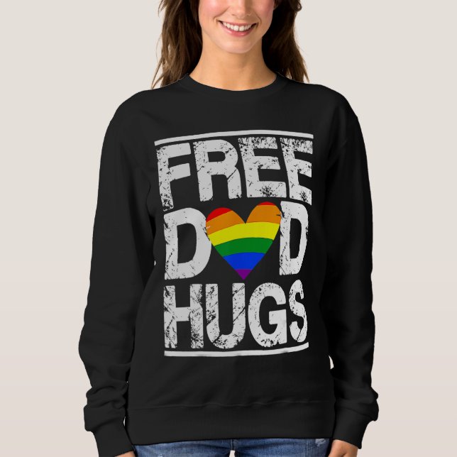 Moletom Free Dad Hugs Rainbow LGBT Pride Month Fathers Day (Frente)